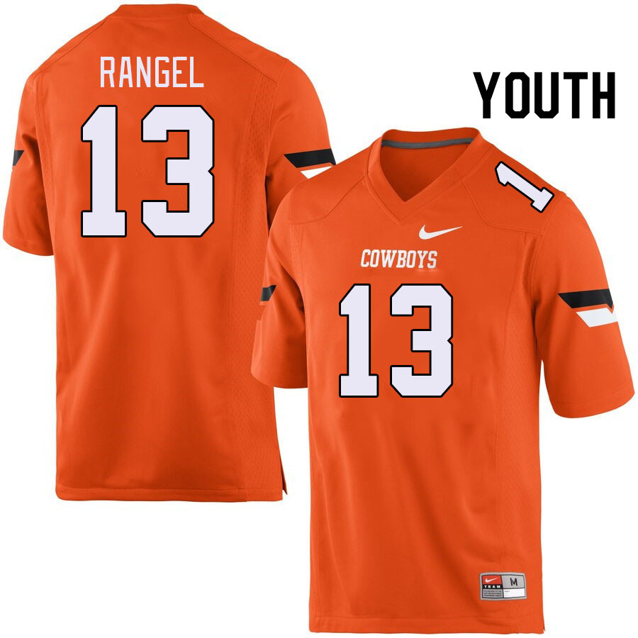 Youth #13 Garret Rangel Oklahoma State Cowboys College Football Jerseys Stitched-Orange - Click Image to Close